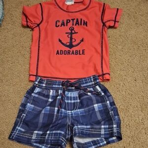Carter's Coral and Blue Kids Swim Set